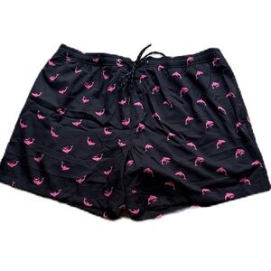 Black and Pink Dolphin Swim Trunks